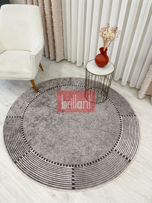 (vizon) VİZONKAHVE Jüt Sisal Görünüm Kaymaz Taban Yuvarlak Halı - 1