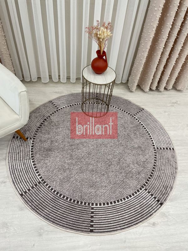 (vizon) VİZONKAHVE Jüt Sisal Görünüm Kaymaz Taban Yuvarlak Halı - 2