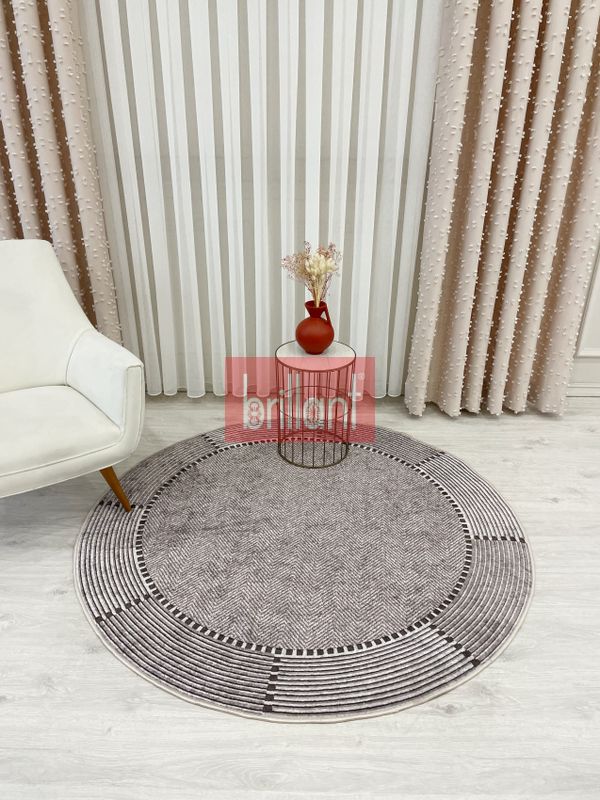 (vizon) VİZONKAHVE Jüt Sisal Görünüm Kaymaz Taban Yuvarlak Halı - 3