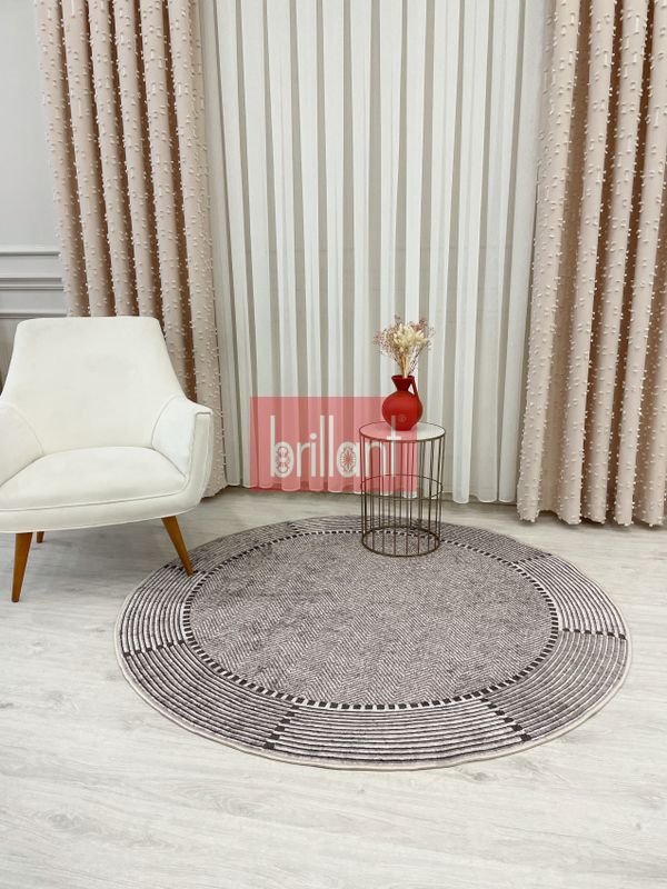 (vizon) VİZONKAHVE Jüt Sisal Görünüm Kaymaz Taban Yuvarlak Halı - 4