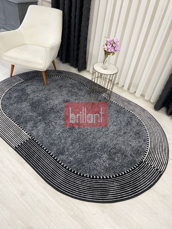 (gri) GRİ-SİYAH Jüt Sisal Görünüm Kaymaz Taban Halı - 1
