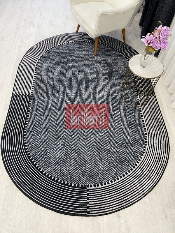 (gri) GRİ-SİYAH Jüt Sisal Görünüm Kaymaz Taban Halı - 4