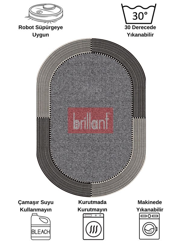 (gri) GRİ-SİYAH Jüt Sisal Görünüm Kaymaz Taban Halı - 8