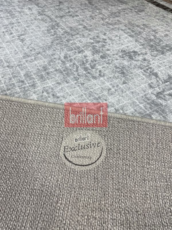 (gri) GRİ Renk Çizgi Desenli Kaymaz Taban Çerçeveli Halı - 6