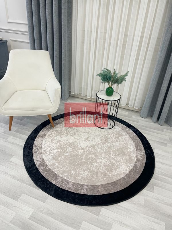 (cok-renkli) BEJ-SİYAH Çerçeve Kenarlı Modern Desenli Lateks Taban Halı - 1