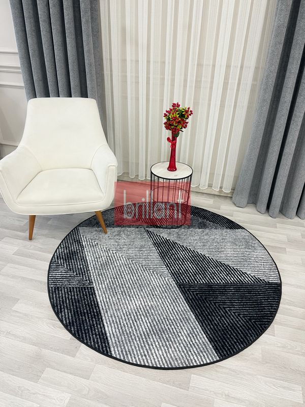 (gri-1) Gri Renk Geometrik Desen Kaymaz Taban Yolluk Halı - 2