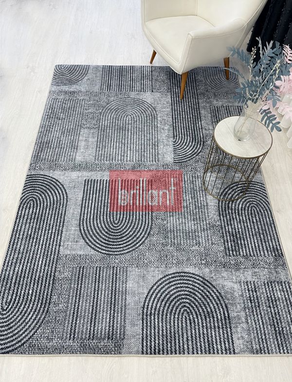 (gri) Gri Jüt Görünümlü Modern Halı - 4