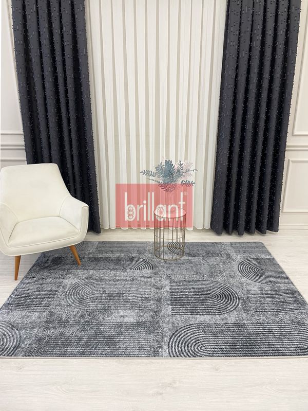 (gri) Gri Jüt Görünümlü Modern Halı - 5