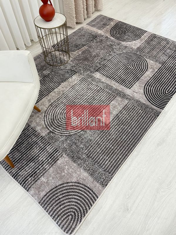 (kahverengi) Kahverengi Jüt Görünümlü Modern Halı - 1
