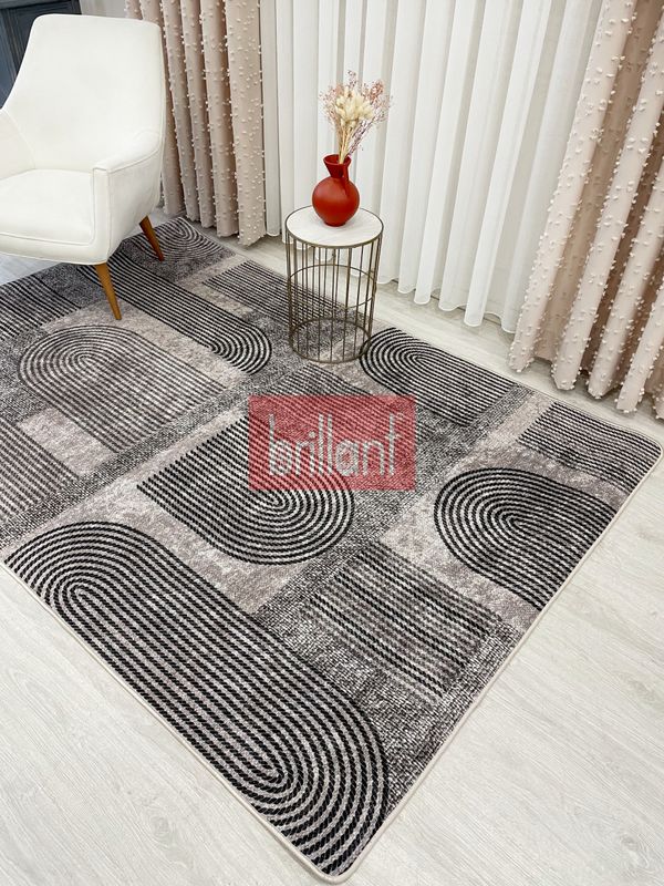 (kahverengi) Kahverengi Jüt Görünümlü Modern Halı - 3