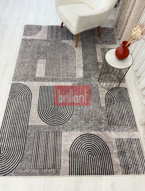 (kahverengi) Kahverengi Jüt Görünümlü Modern Halı - 4