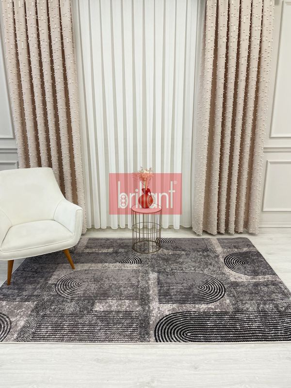 (kahverengi) Kahverengi Jüt Görünümlü Modern Halı - 5