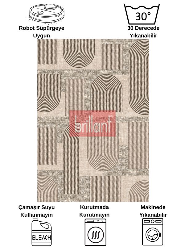 (kahverengi) Kahverengi Jüt Görünümlü Modern Halı - 8