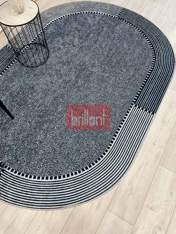 (lacivert) GRİ-LACİVERT Jüt Sisal Görünüm Kaymaz Taban Halı - 5