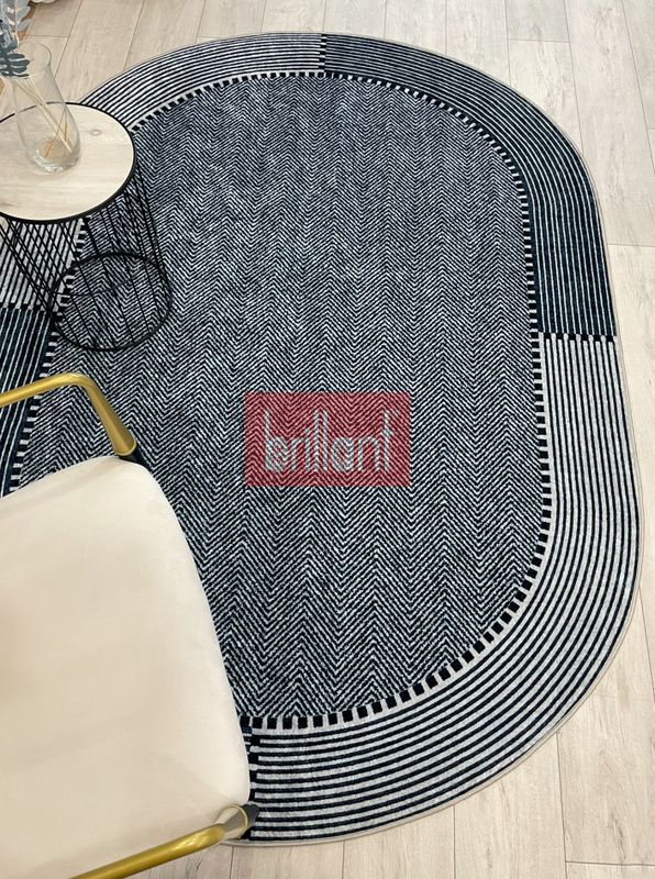 (lacivert) GRİ-LACİVERT Jüt Sisal Görünüm Kaymaz Taban Halı - 6