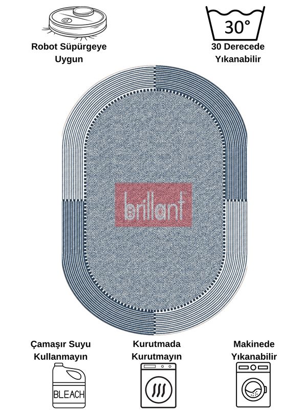 (lacivert) GRİ-LACİVERT Jüt Sisal Görünüm Kaymaz Taban Halı - 8