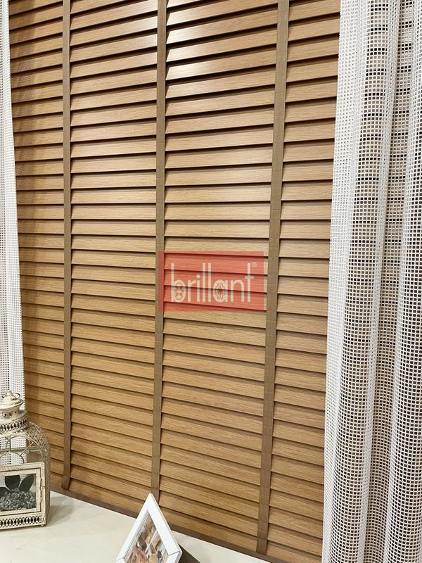(mese) Meşe Rengi %100 Orijinal Ahşap Jaluzi Perde 50 Mm Ofis Modern Ve Tüm Mekanlar Için - 1