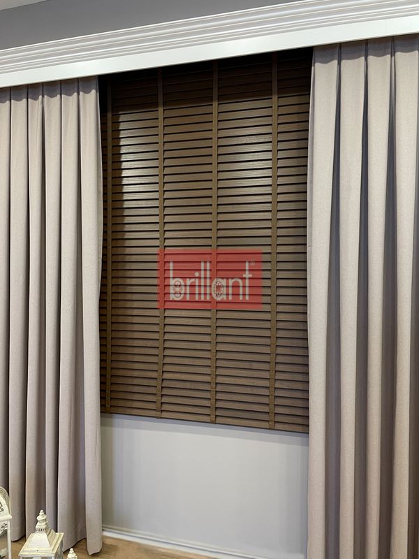 (kahverengi) Kahverengi %100 Orijinal Ahşap Jaluzi Perde 50 Mm Ofis Modern Ve Tüm Mekanlar Için - 3