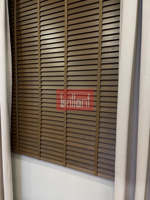 (kahverengi) Kahverengi %100 Orijinal Ahşap Jaluzi Perde 50 Mm Ofis Modern Ve Tüm Mekanlar Için - 4
