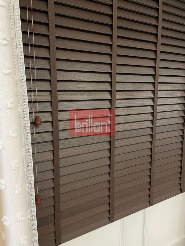 (koyu-kahverengi) Koyu Kahverengi %100 Orijinal Ahşap Jaluzi Perde 50 Mm Ofis Modern Ve Tüm Mekanlar Için - 1