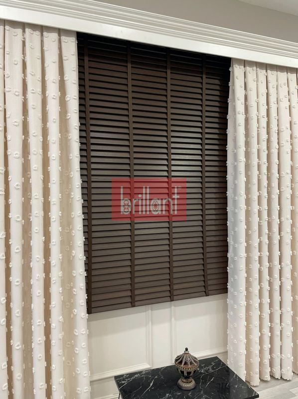 (koyu-kahverengi) Koyu Kahverengi %100 Orijinal Ahşap Jaluzi Perde 50 Mm Ofis Modern Ve Tüm Mekanlar Için - 3