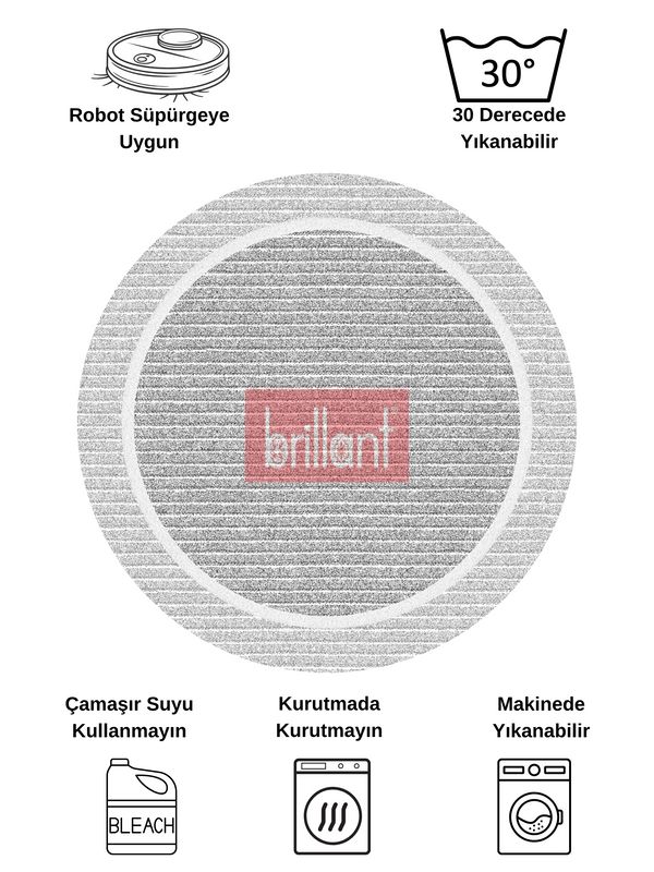 (gri) İskandinav Tarzı Kaymaz Taban Sisal Görünüm Daire Halı - 7
