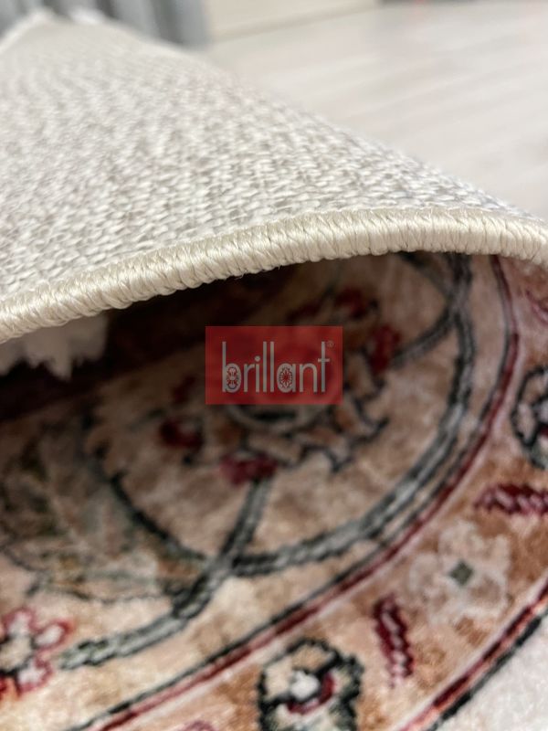 (bej) Kilim Motifli SAÇAKLI Klasik Kaymaz Taban Halı - 5