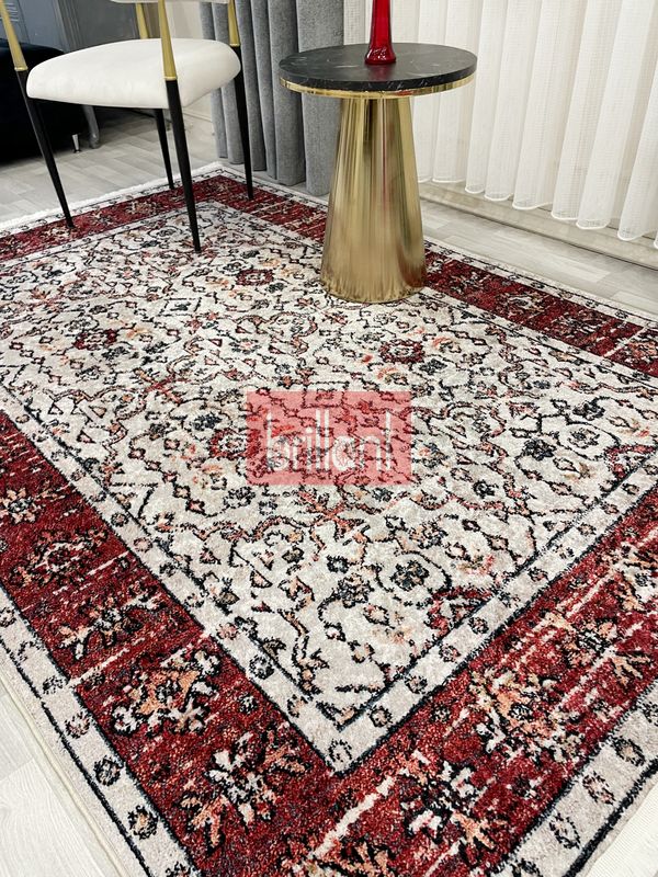 (bej) Kilim Motifli SAÇAKLI Klasik Kaymaz Taban Halı - 2