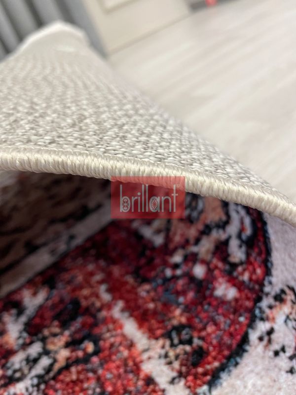 (bej) Kilim Motifli SAÇAKLI Klasik Kaymaz Taban Halı - 6