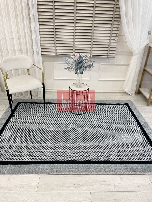(gri) GRİ Jüt Sisal Görünüm Bordürlü Kaymaz Taban Yolluk Mutfak Halı - 4