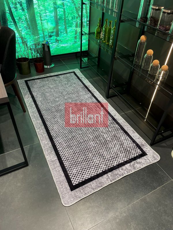 (gri) GRİ Jüt Sisal Görünüm Bordürlü Kaymaz Taban Yolluk Mutfak Halı - 7