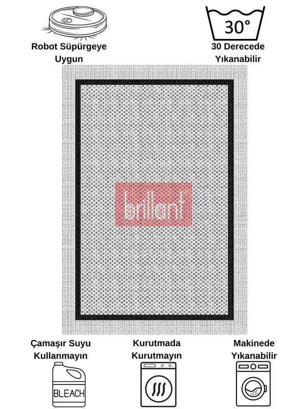 (gri) GRİ Jüt Sisal Görünüm Bordürlü Kaymaz Taban Yolluk Mutfak Halı - 8