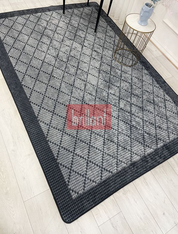 (gri) GRİ Jüt  Sisal Görünüm Bordürlü Kaymaz Taban Yolluk Halı - 3