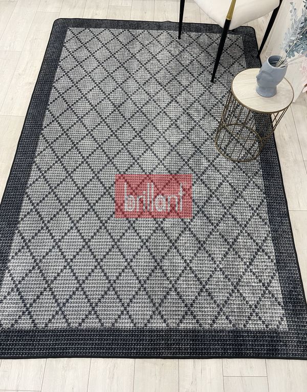 (gri) GRİ Jüt  Sisal Görünüm Bordürlü Kaymaz Taban Yolluk Halı - 5