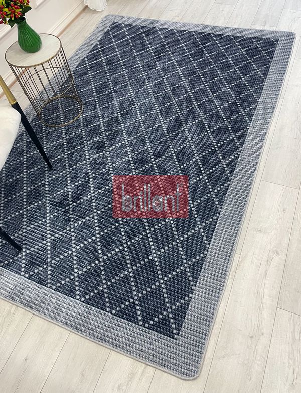 (lacivert) LACİVERT-GRİ Jüt  Sisal Görünüm Bordürlü Kaymaz Taban Yolluk Halı - 3