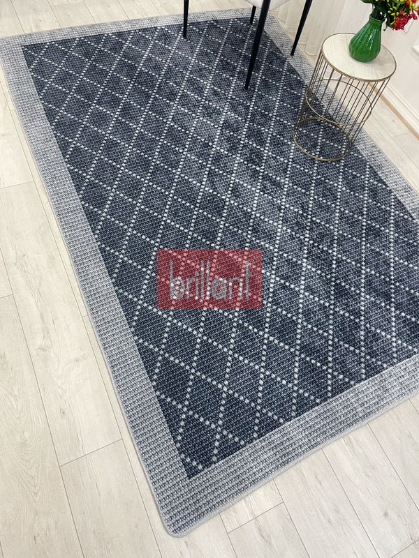 (lacivert) LACİVERT-GRİ Jüt  Sisal Görünüm Bordürlü Kaymaz Taban Yolluk Halı - 4