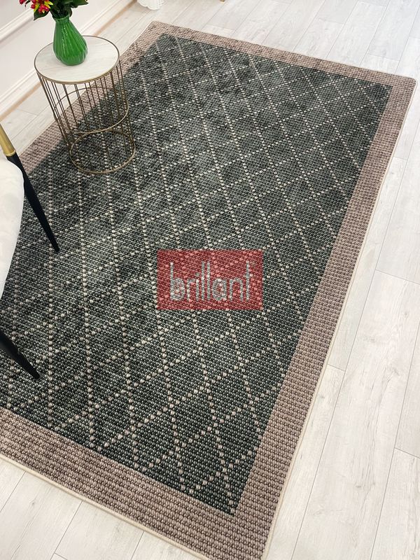(yesil) YEŞİL-KAHVERENGİ  Jüt  Sisal Görünüm Bordürlü Kaymaz Taban Yolluk Halı - 4