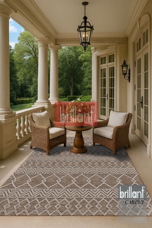 (kahverengi) Kahverengi İskandinav Tarzı Kilim Desenli Yolluk Lateks Halı - 1