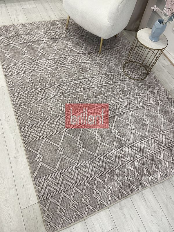 (bej) Bej Renk İskandinav Tarzı Kilim Desenli Yolluk Lateks Halı - 3