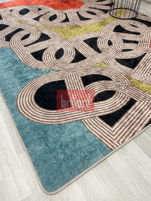 (cok-renkli) Çengel Modern Desen Lateks Taban Halı - 2