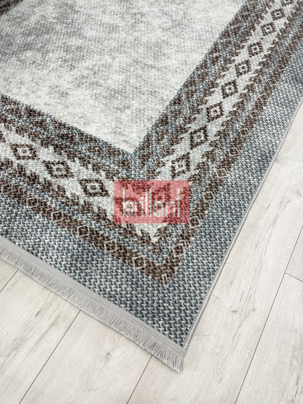 (kahve-gri) GRİ-KAHVE Jüt Sisal Görünümlü Lateks Taban Halı - 2