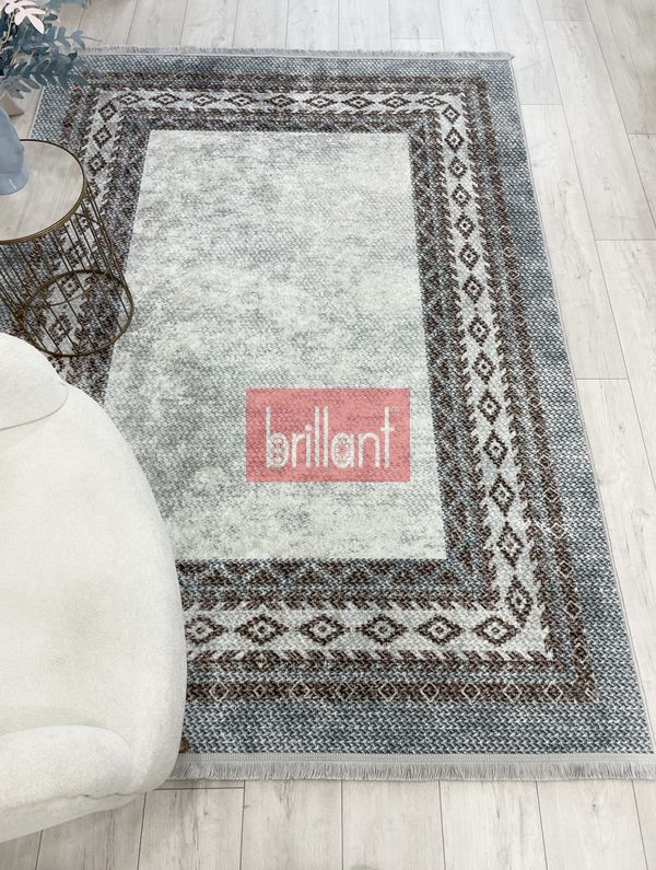 (kahve-gri) GRİ-KAHVE Jüt Sisal Görünümlü Lateks Taban Halı - 4