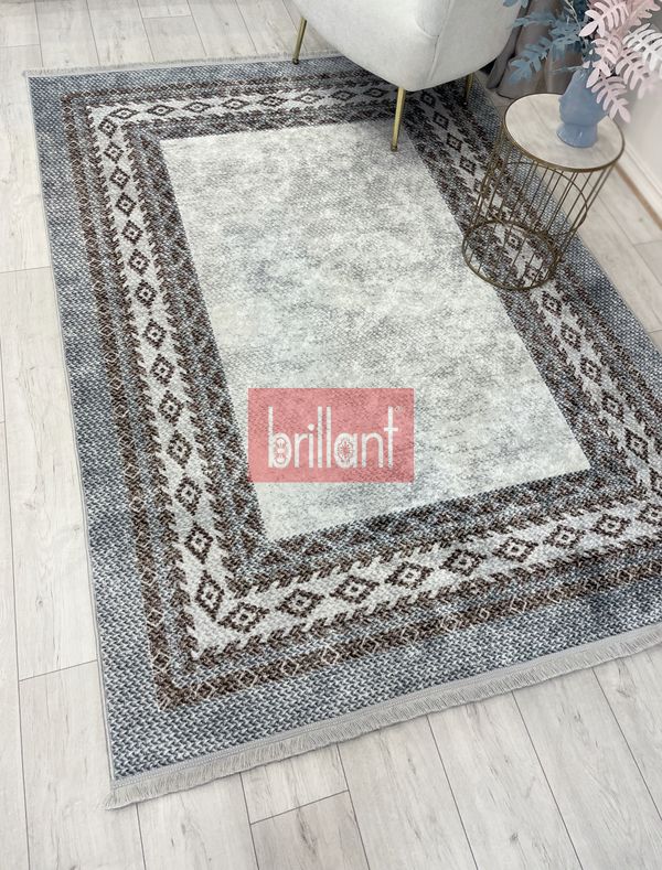 (kahve-gri) GRİ-KAHVE Jüt Sisal Görünümlü Lateks Taban Halı - 5