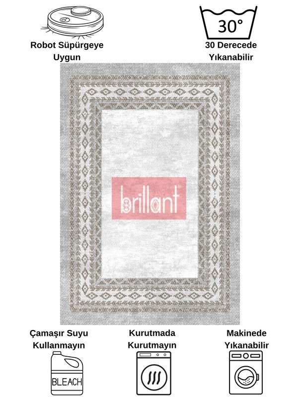 (kahve-gri) GRİ-KAHVE Jüt Sisal Görünümlü Lateks Taban Halı - 7