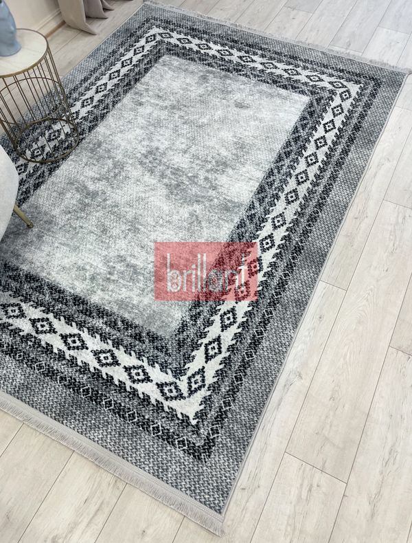 (gri) GRİ- Jüt Sisal Görünümlü Lateks Taban Halı - 2