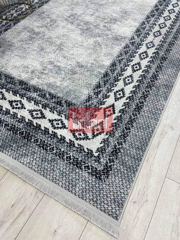 (gri) GRİ- Jüt Sisal Görünümlü Lateks Taban Halı - 3