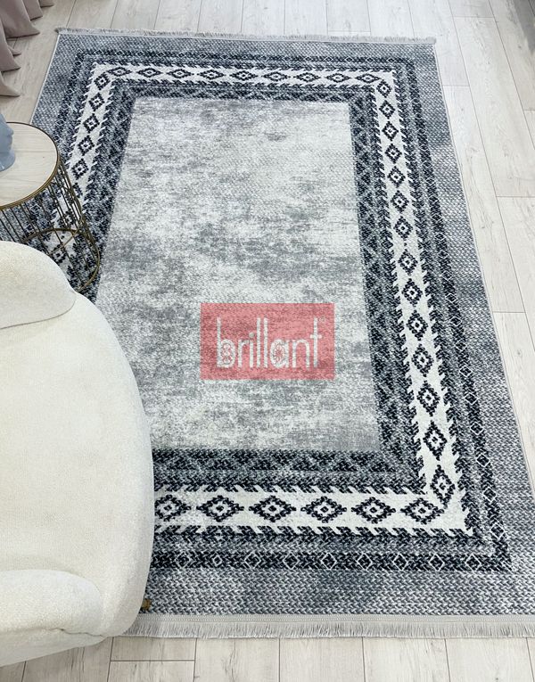 (gri) GRİ- Jüt Sisal Görünümlü Lateks Taban Halı - 4