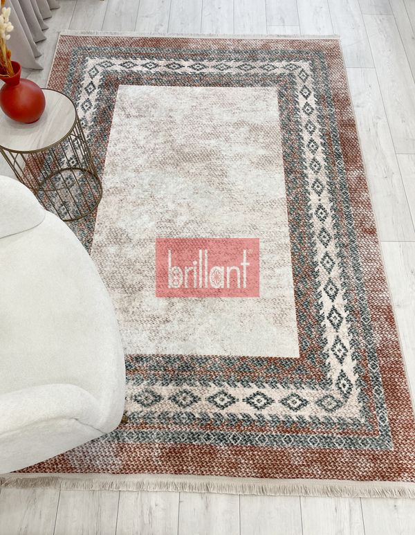 (kiremit) BEJ-KİREMİT Jüt Sisal Görünümlü Lateks Taban Halı - 2