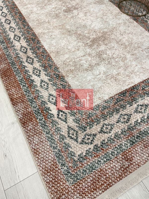 (kiremit) BEJ-KİREMİT Jüt Sisal Görünümlü Lateks Taban Halı - 3