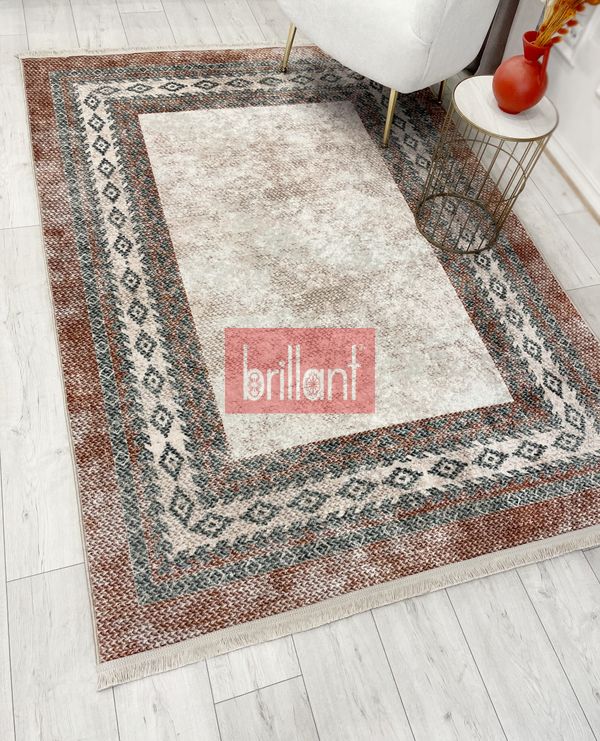 (kiremit) BEJ-KİREMİT Jüt Sisal Görünümlü Lateks Taban Halı - 4